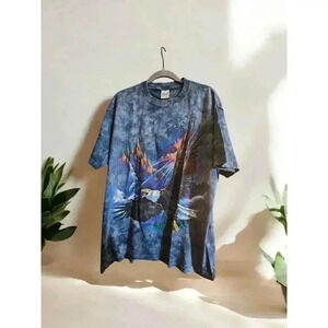 Vintage Bald Eagle Blue Tie Dye Graphic Tee XL